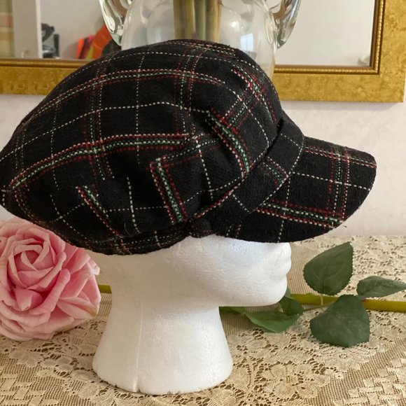 Vintage D&Y Elastafit Plaid Wool Blend Hat - Picture 5 of 6